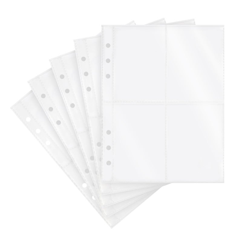 Dajino 20 Sheets Clear Binder Sleeves Pocket Sheets Protectors Double Sided Plastic Sleeves for Binder Refill, Photo Card Sticker Organizer Pocket Pages A5 Binder Inserts for 6 Ring Binder (4-Pocket) - Image 1