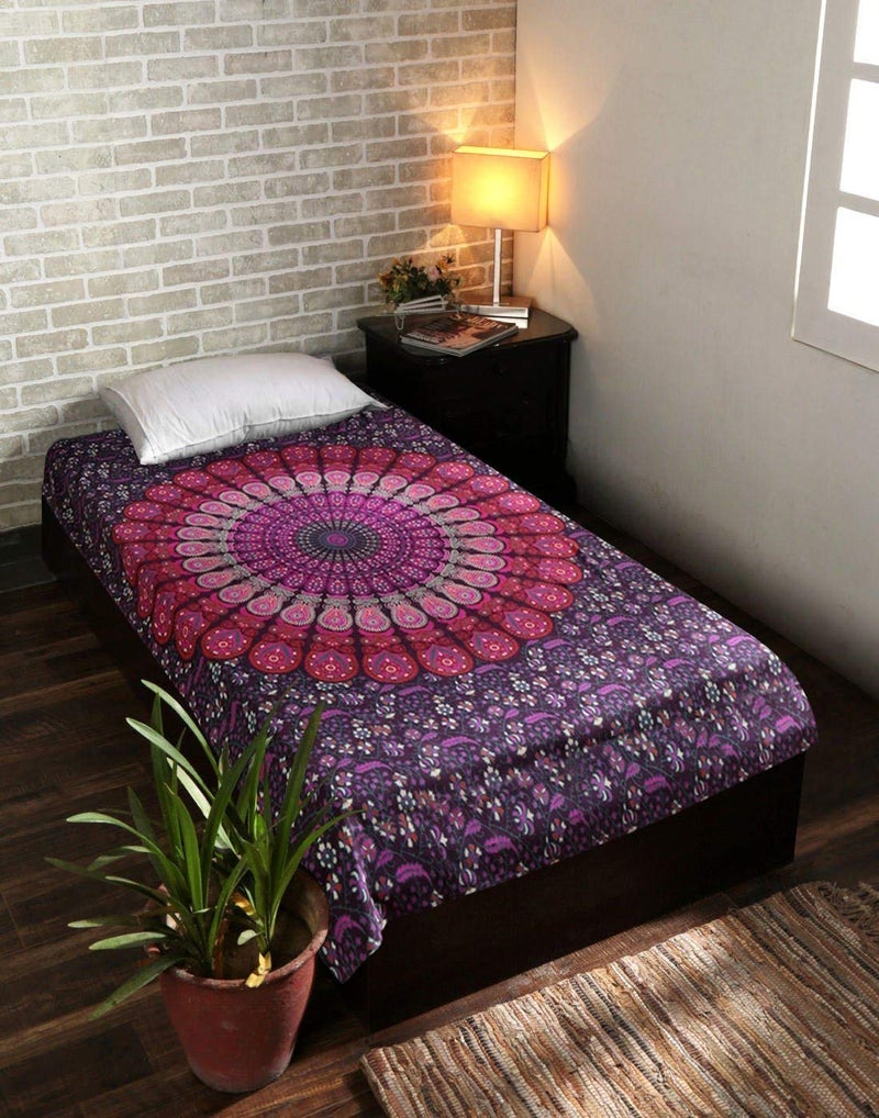 VKMarotia VKMarotia Peacock Wing Indian Mandala Bohemian Art Wall Hanging Bedspread Bedcover Beach Throw Blanket Yoga Mat Tapestry Purple Poster - Image 2