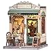 CUTEBEE Book Nook Kit DIY Miniature House Dollhouse Kit for Adult and Teens Booknook Bookshelf Decor Alley Model Build with LED Light Gifts for Family and Friends Sunny Cafe - Image 3