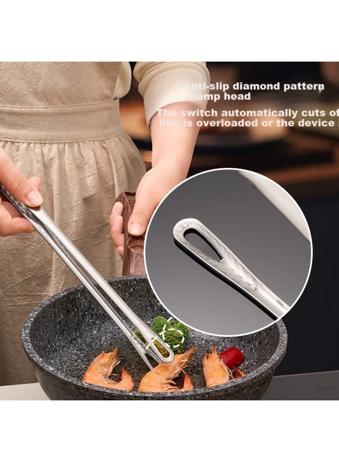 JD.com ملقط مطبخ جديز من الفولاذ المقاوم للصدأ، ملقط شواء بدرجة غذائية مع مقبض ممتد مضاد للحروق للاستخدام المنزلي - Image 3