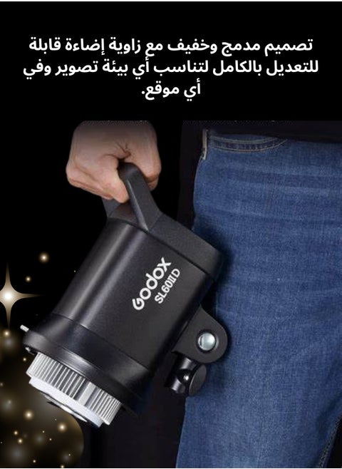 مصباح فيديو Godox SL60LLBi ثنائي اللون LED، 2800K-6500K، CRI96+ TLCI97+، مدمج 11 تأثيرات FX، APP/2.4G تحكم لاسلكي لضبط السطوع، إضاءة مستمرة للإخراج المستمر LED مع جهاز تحكم RC-A6