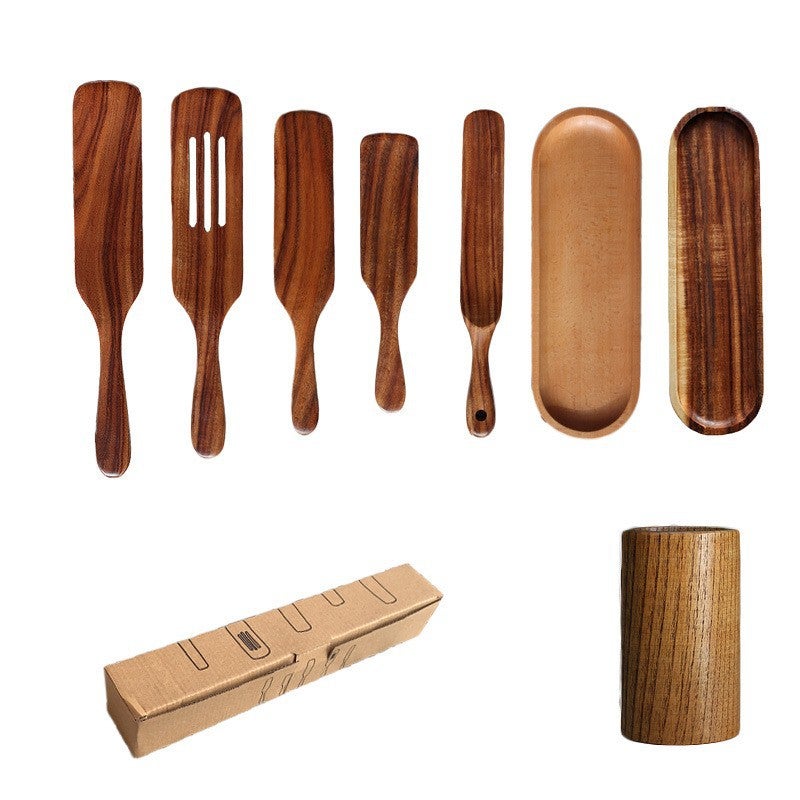 Acacia Wood European Style Long Handle Spatula Teak Kitchenware Five Piece Set Sauce Spatula Spatula Salad Stirring Spatula Spatula Wooden Spatula - Image 2
