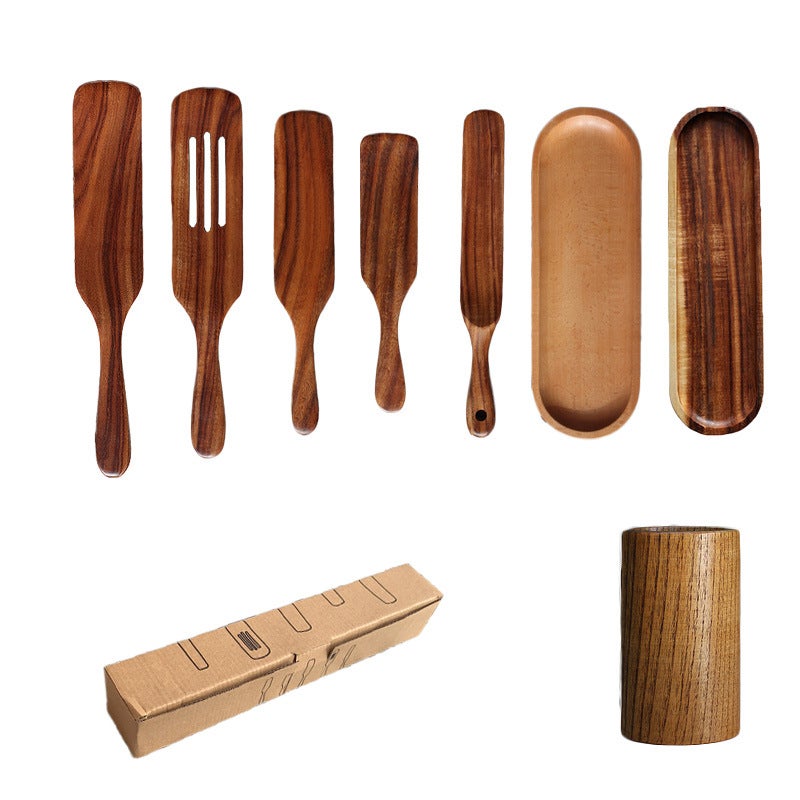 Acacia Wood European Style Long Handle Spatula Teak Kitchenware Five Piece Set Sauce Spatula Spatula Salad Stirring Spatula Spatula Wooden Spatula - Image 5