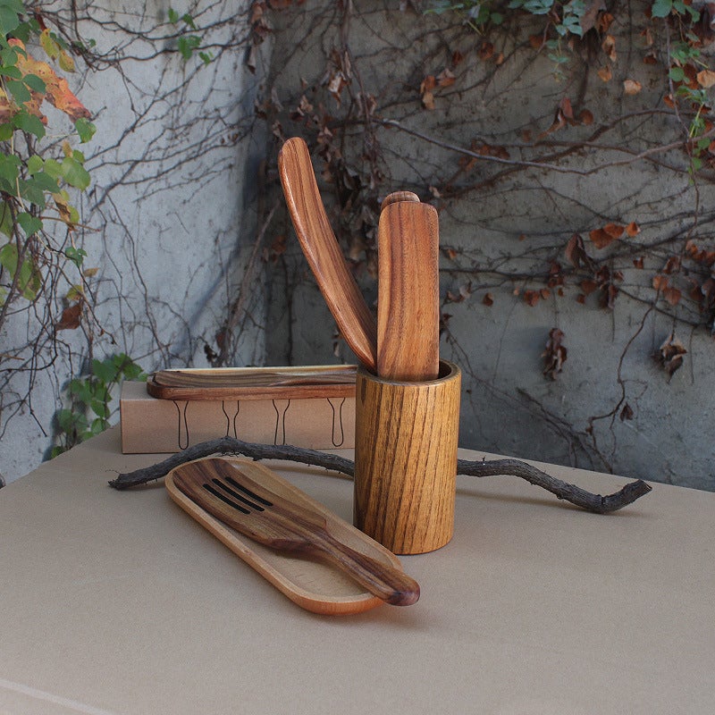 Acacia Wood European Style Long Handle Spatula Teak Kitchenware Five Piece Set Sauce Spatula Spatula Salad Stirring Spatula Spatula Wooden Spatula - Image 3