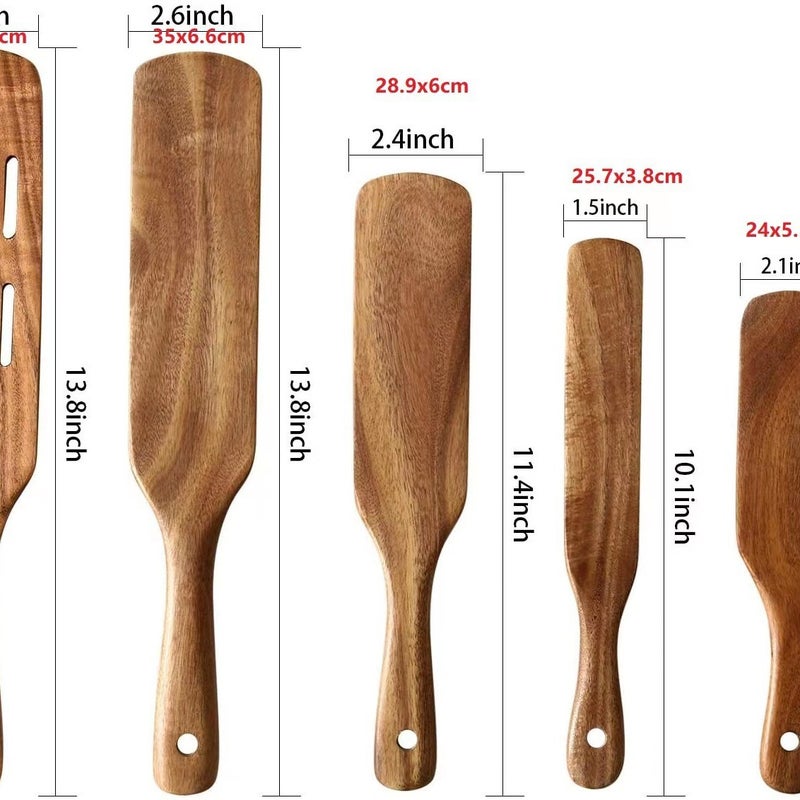 Acacia Wood European Style Long Handle Spatula Teak Kitchenware Five Piece Set Sauce Spatula Spatula Salad Stirring Spatula Spatula Wooden Spatula - Image 1