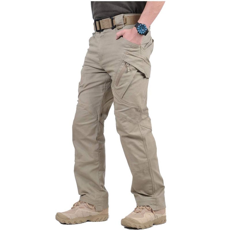 CARWORNIC Gear Men's Hiking Tactical Pants Lightweight Cotton Outdoor Military Combat Cargo Trousers (34W x 30L, Khaki) - Image 1