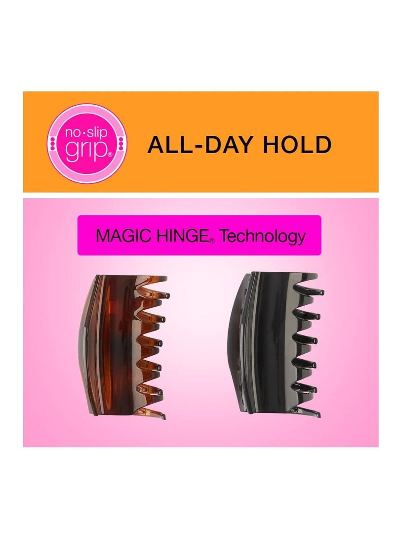 Scunci No Slip Grip All Day Hold Magic Hinge Claw Hair Clip Brown and Black Pack of 2 - Image 2