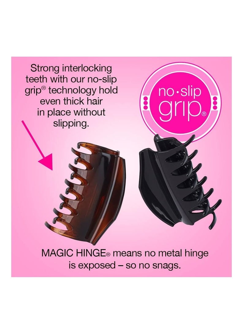 Scunci No Slip Grip All Day Hold Magic Hinge Claw Hair Clip Brown and Black Pack of 2 - Image 3