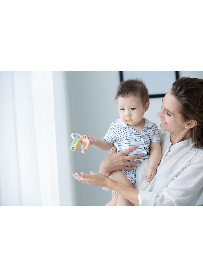 PlanToys Wooden Key Rattle and Teether Toy (5251) | Pastel Color Collection | Sustainably Made from Rubberwood and Non-Toxic Paints and Dyes - Image 4