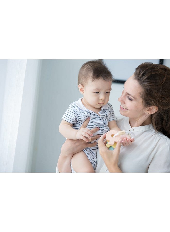 PlanToys Wooden Key Rattle and Teether Toy (5251) | Pastel Color Collection | Sustainably Made from Rubberwood and Non-Toxic Paints and Dyes - Image 2
