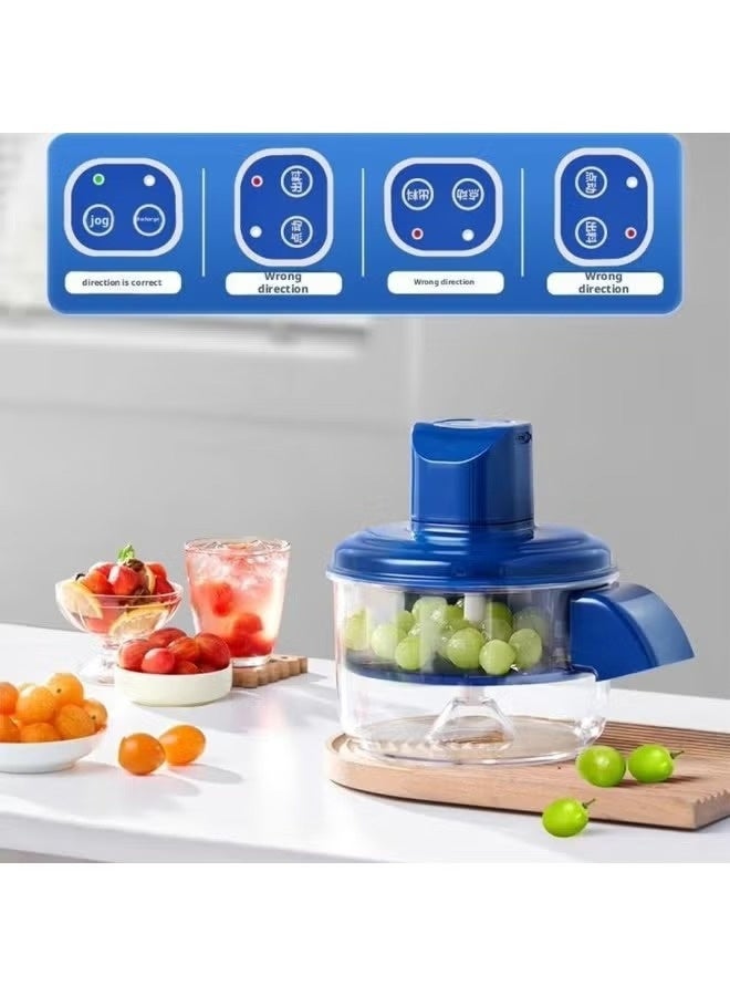 Electric Fruit and Vegetable Peeler Machine, 50W Automatic Multifunctional Skinning Tool with 5-Blade, 1300mAh Battery - Blue - Image 4