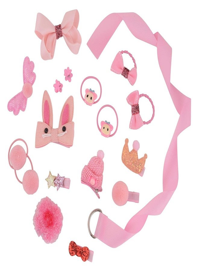 ABUDIT Cute Hair Clips Set for Girls - (Pink) Set of 18 Pcs Fancy Hair Accessories for Hair Styling Clips Perfect for Occasions like Birthday Parties & Ideal for Gift Box - Image 2