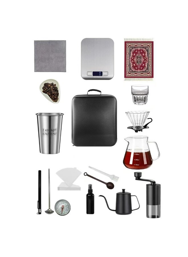V60 مجموعة القهوة 16 قطعة قطرة صانع القهوة مجموعة كل في واحد حقيبة السفر المحمولة - Image 1
