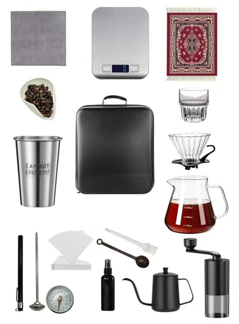 V60 مجموعة القهوة 16 قطعة قطرة صانع القهوة مجموعة كل في واحد حقيبة السفر المحمولة