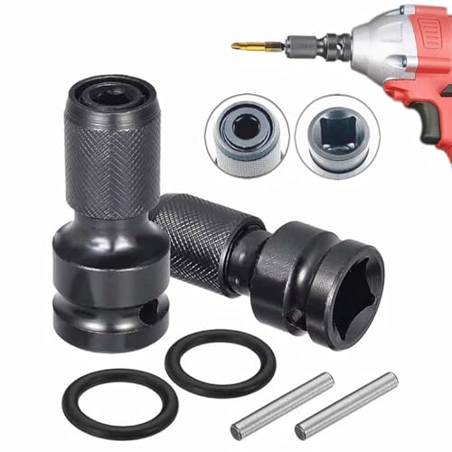 Sunkizzrs® 2-Set Rapid Release Converter—1/2" Square Drive to 1/4" Hex Female Socket Adapter—Quick Release Impact Bit Holder—Drill Chucks Adaptor Conversion for Impact Wrench included Ring & Rod - Image 1