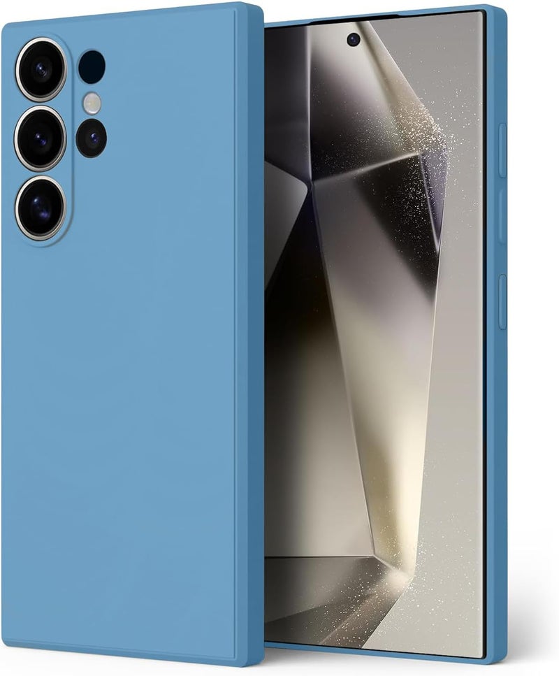 UltiUnison غطاء هاتف سيليكون لـ Samsung Galaxy S24 Ultra، غطاء هاتف ناعم ورقيق من السيليكون مع بطانة من الألياف الدقيقة، غطاء هاتف مقاوم للصدمات لـ Samsung Galaxy S24 Ultra (أزرق) - Image 1