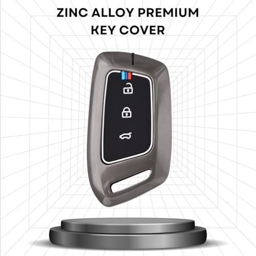 KEYCEPT Metal Key Cover for MG Hector | MG Hector Plus | Windsor EV Premium Accessory for 3 Button Smart Key with Keychain (Short Keychain). - Image 3