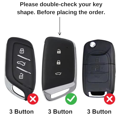 KEYCEPT Metal Key Cover for MG Hector | MG Hector Plus | Windsor EV Premium Accessory for 3 Button Smart Key with Keychain (Short Keychain). - Image 2