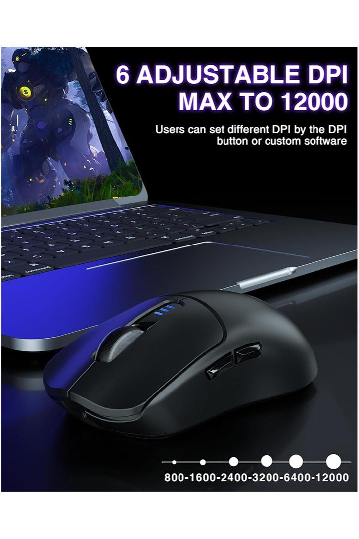 AULA SC580 Wireless Gaming Mouse, Tri-Mode 2.4G/BT5.0/USB-C Gaming Mouse, 12000 DPI Rechargeable Wireless Mouse with 6 Programmable Buttons, Ergonomic Computer Mouse for Laptop/PC/Mac/Tablet - Image 3