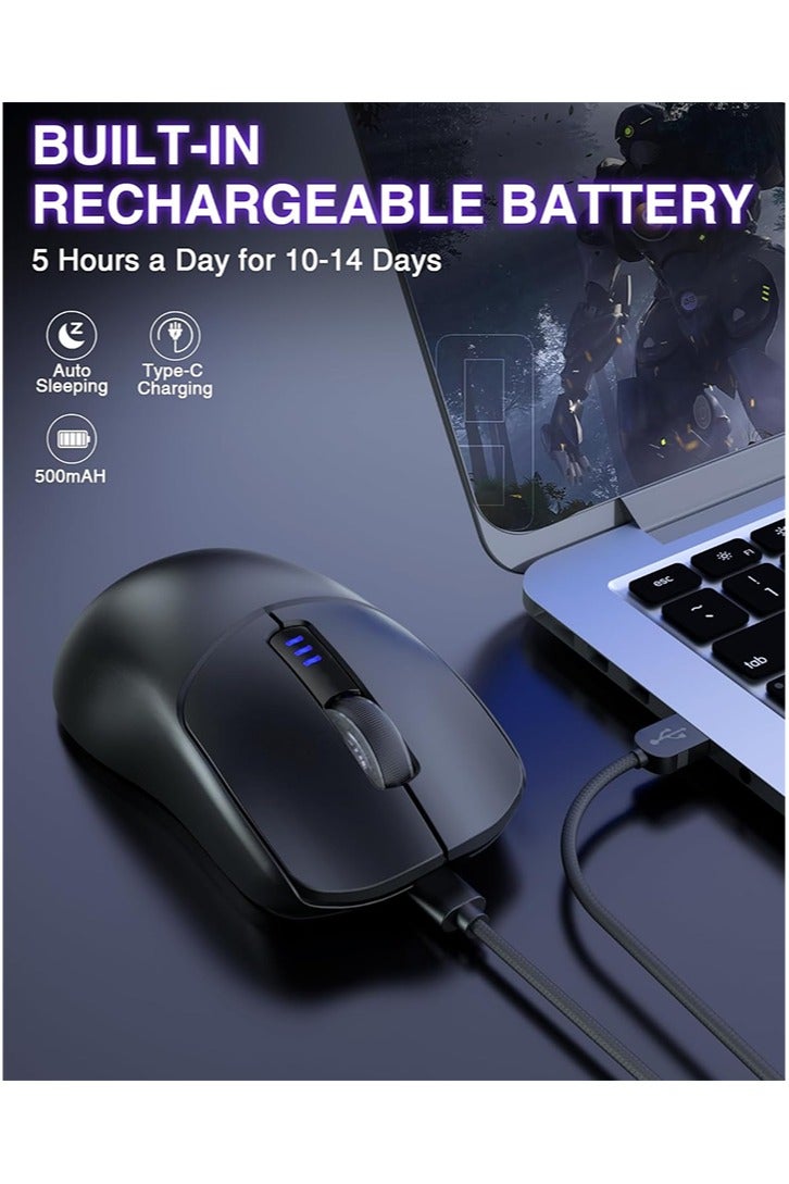 AULA SC580 Wireless Gaming Mouse, Tri-Mode 2.4G/BT5.0/USB-C Gaming Mouse, 12000 DPI Rechargeable Wireless Mouse with 6 Programmable Buttons, Ergonomic Computer Mouse for Laptop/PC/Mac/Tablet - Image 4