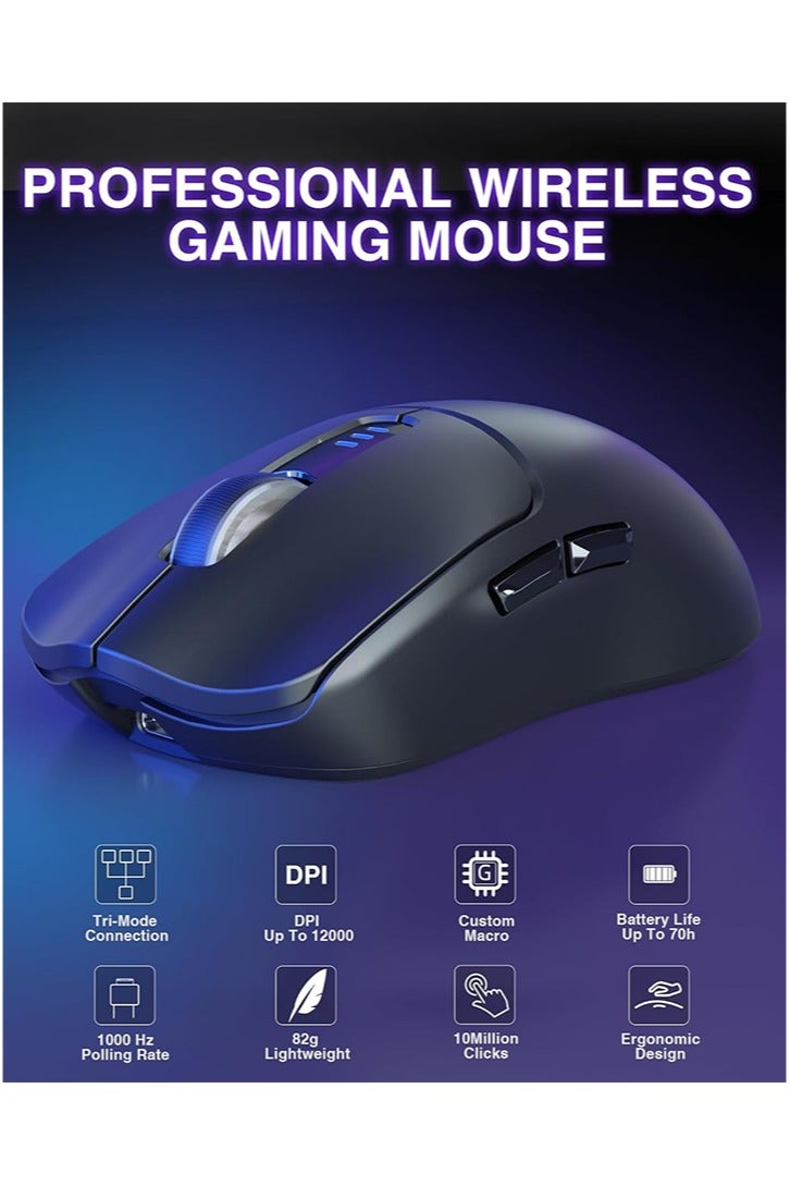 AULA SC580 Wireless Gaming Mouse, Tri-Mode 2.4G/BT5.0/USB-C Gaming Mouse, 12000 DPI Rechargeable Wireless Mouse with 6 Programmable Buttons, Ergonomic Computer Mouse for Laptop/PC/Mac/Tablet - Image 5