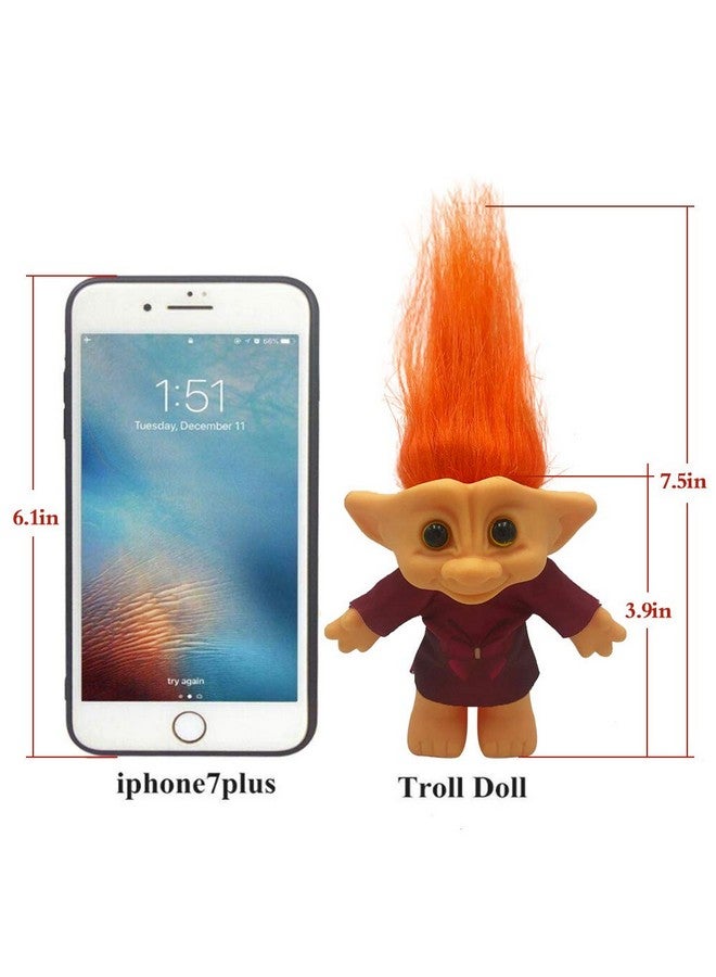 Yintlilocn Lucky Troll Dolls,Vintage Troll Dolls,Christmas Dolls Chromatic Adorable for Collections, School Project, Arts and Crafts, Party Favors- 7.5" Tall(Include The Length of Hair (Orange) - Image 4