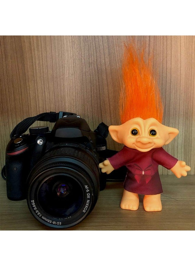 Yintlilocn Lucky Troll Dolls,Vintage Troll Dolls,Christmas Dolls Chromatic Adorable for Collections, School Project, Arts and Crafts, Party Favors- 7.5" Tall(Include The Length of Hair (Orange) - Image 3