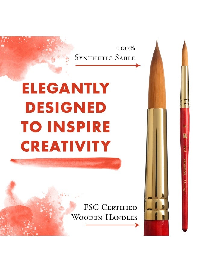 Princeton Heritage Series 4050 Synthetic Sable Paint Brush for Watercolor Round 12 - Image 3