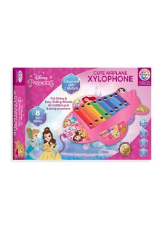 RATNA'S Ratna's Cute Airplane Xylophone Disney Princess Printed Pull Along Musical Toy with 8 Notes, 2 Sticks for Infants (Assorted Colours)  - Image 1