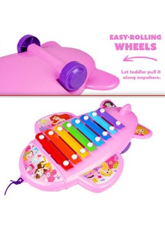 RATNA'S Ratna's Cute Airplane Xylophone Disney Princess Printed Pull Along Musical Toy with 8 Notes, 2 Sticks for Infants (Assorted Colours)  - Image 3