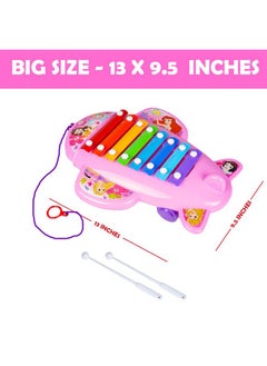 RATNA'S Ratna's Cute Airplane Xylophone Disney Princess Printed Pull Along Musical Toy with 8 Notes, 2 Sticks for Infants (Assorted Colours)  - Image 4