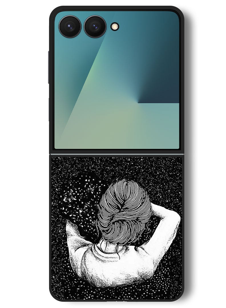 Theodor Case Compatible with Samsung Galaxy Z Flip 7 - 6.9 Inch Protection Shockproof Bumper Cover Night Imagination Of Girl - Image 1