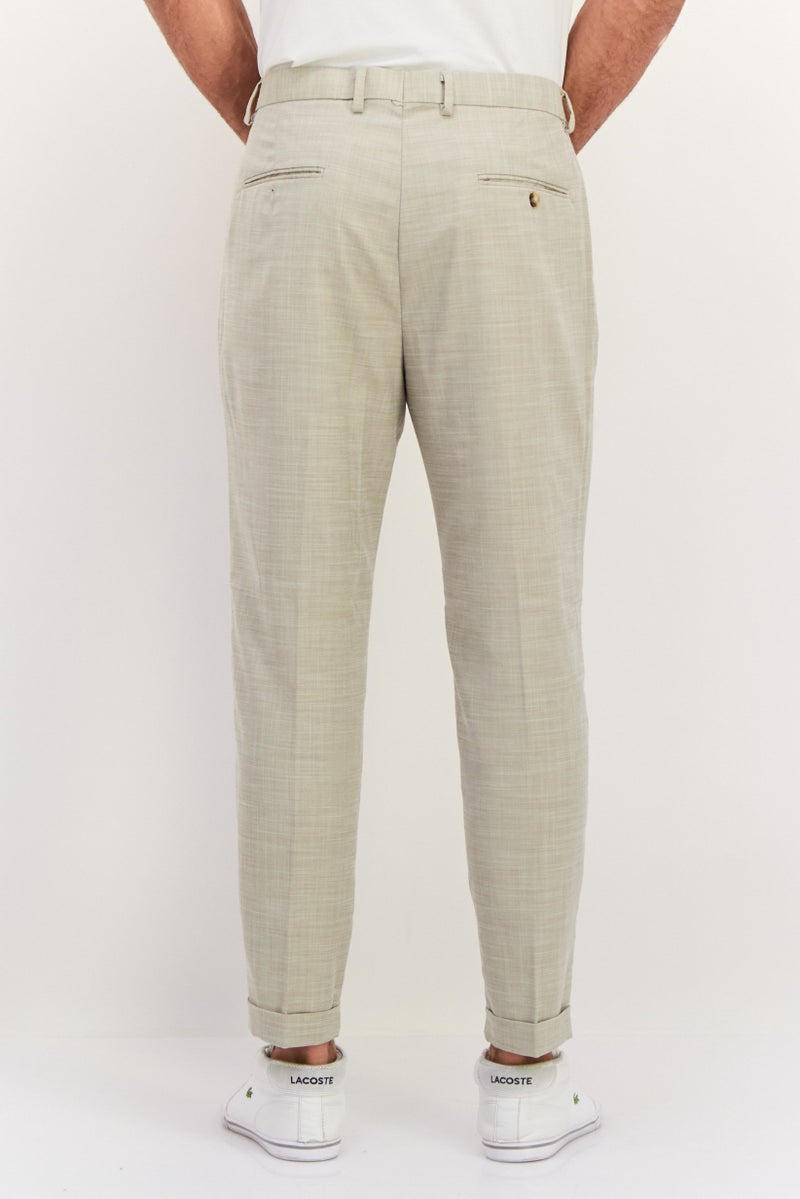 Sorbino Men Regular Fit Chambray Dress Pants, Beige  - Image 3