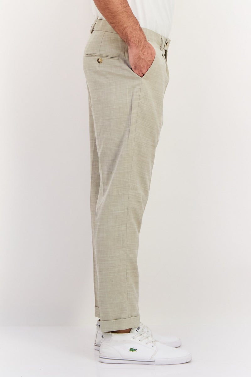 Sorbino Men Regular Fit Chambray Dress Pants, Beige  - Image 2