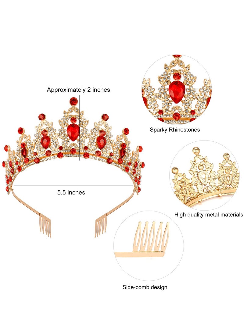 SYOSI - Birthday Crown and Sash for Women, Crown Tiara with Red Rhinestones Fabulous Sash Birthday Party Decorations Hair Accessories for Prom Party Gift Hair Accessories for Women (Red) - Image 1