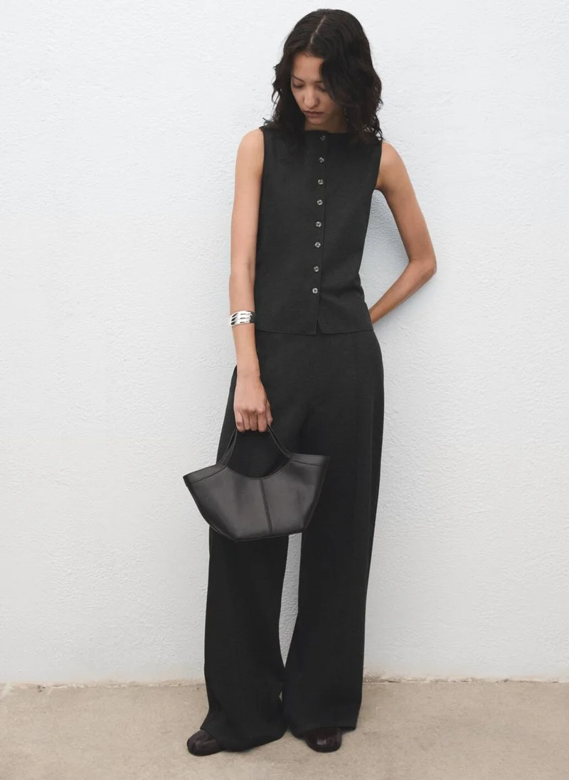MANGO Round neck buttoned waistcoat