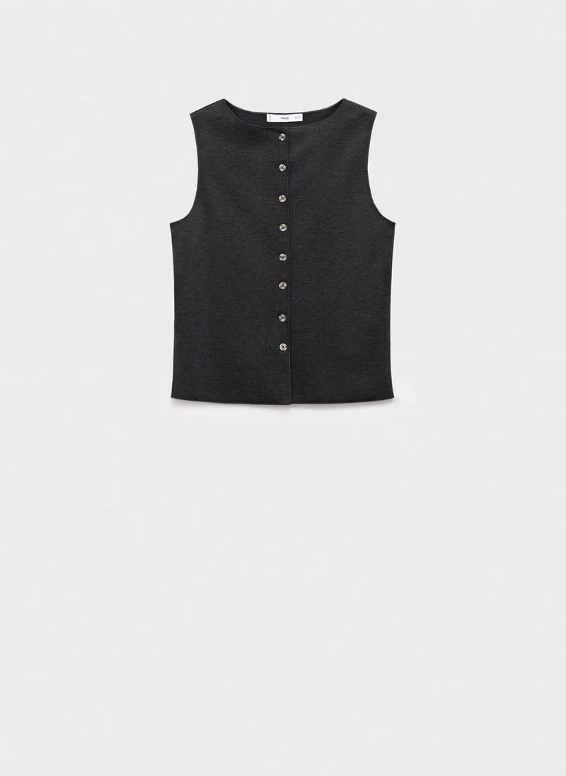 MANGO Round neck buttoned waistcoat