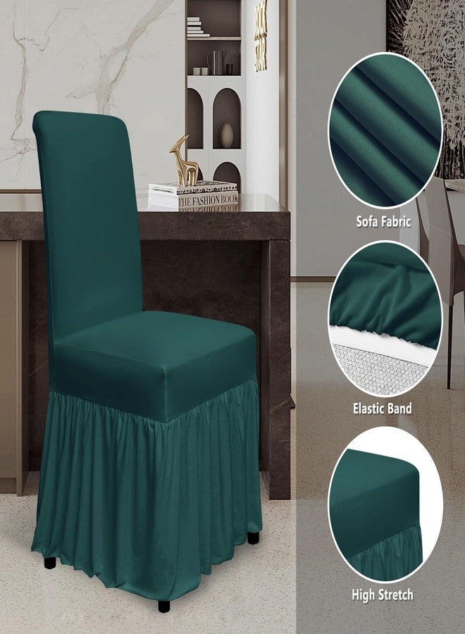 molasofa Chair Covers for Dining Room Set of 4,Seat Covers for Dining Chairs with Skirt,1 Piece No-Pilling Washable Fitted Kitchen Chair Covers(4Pcs,Peacock Blue) - Image 3