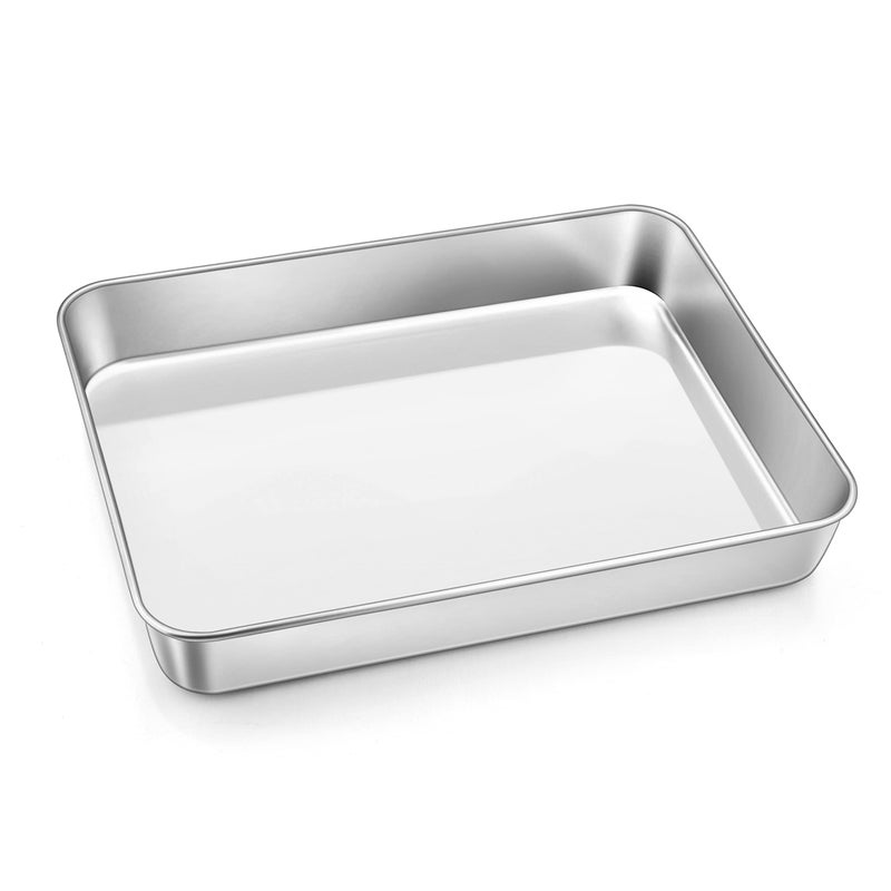 Herogo Deep Baking Sheet Pan Stainless Steel Baking Tray 315x248x5 cm Rectangle Tray Bake Tin for Brownie Cake Lasagna Non Toxic  Healthy Mirror Finish  Rust Free Durable  Dishwasher Safe
