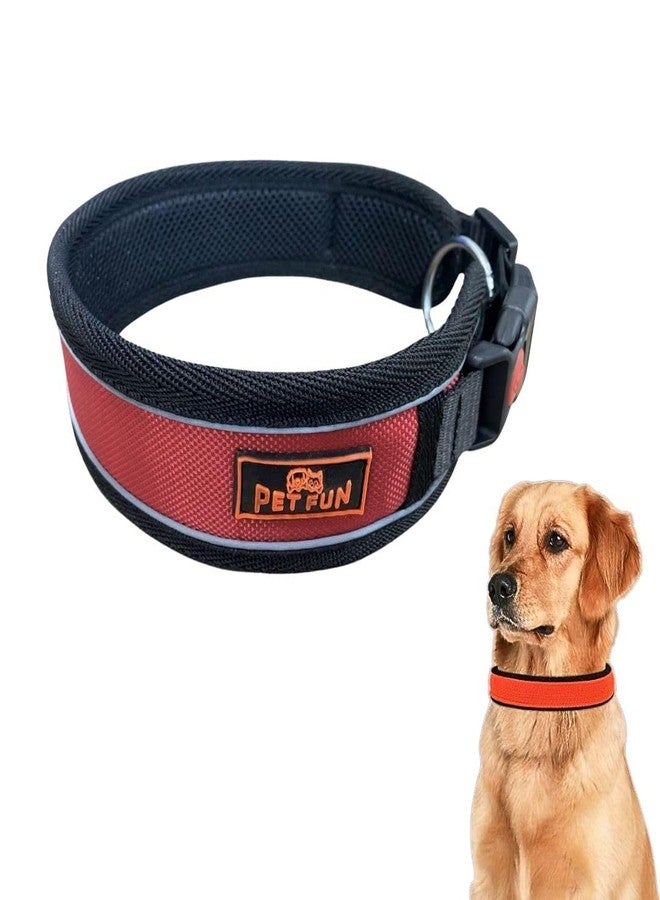 PET FUN طوق عاكس قابل للتعديل للحيوانات الأليفة من بيت فن مع حشوة ناعمة | حزام نايلون متين مع مشبك سريع الفتح وحلقة على شكل حرف D للرباط | مناسب للكلاب والقطط والجراء الصغيرة والمتوسطة والكبيرة (لون عنابي، مقاس كبير) - Image 1