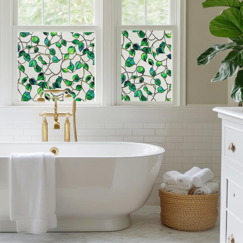 SOMWISE Frosted Glass Window Film, Heat Insulation, UV Block, Anti-Glare, One Way Privacy Tint, Static Cling for Home Bathroom Door, Renter Friendly, Day & Night Privacy - Image 2