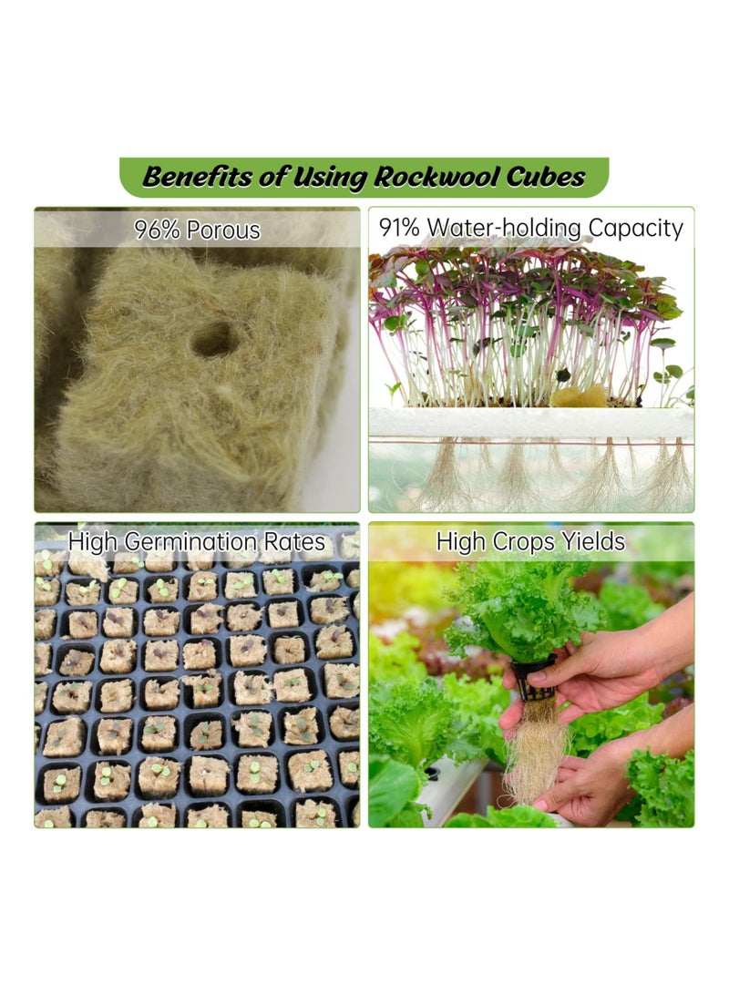 KASTWAVE Rockwool Cubes for Hydroponics with Net Pots, 1in Rock Wool Planting Cubes 72 Plugs & 1.5 inch 50 Net Cups, Plant Nursery Net Cups for Hydroponics, Self Watering Cotton Wick Cord - Image 5