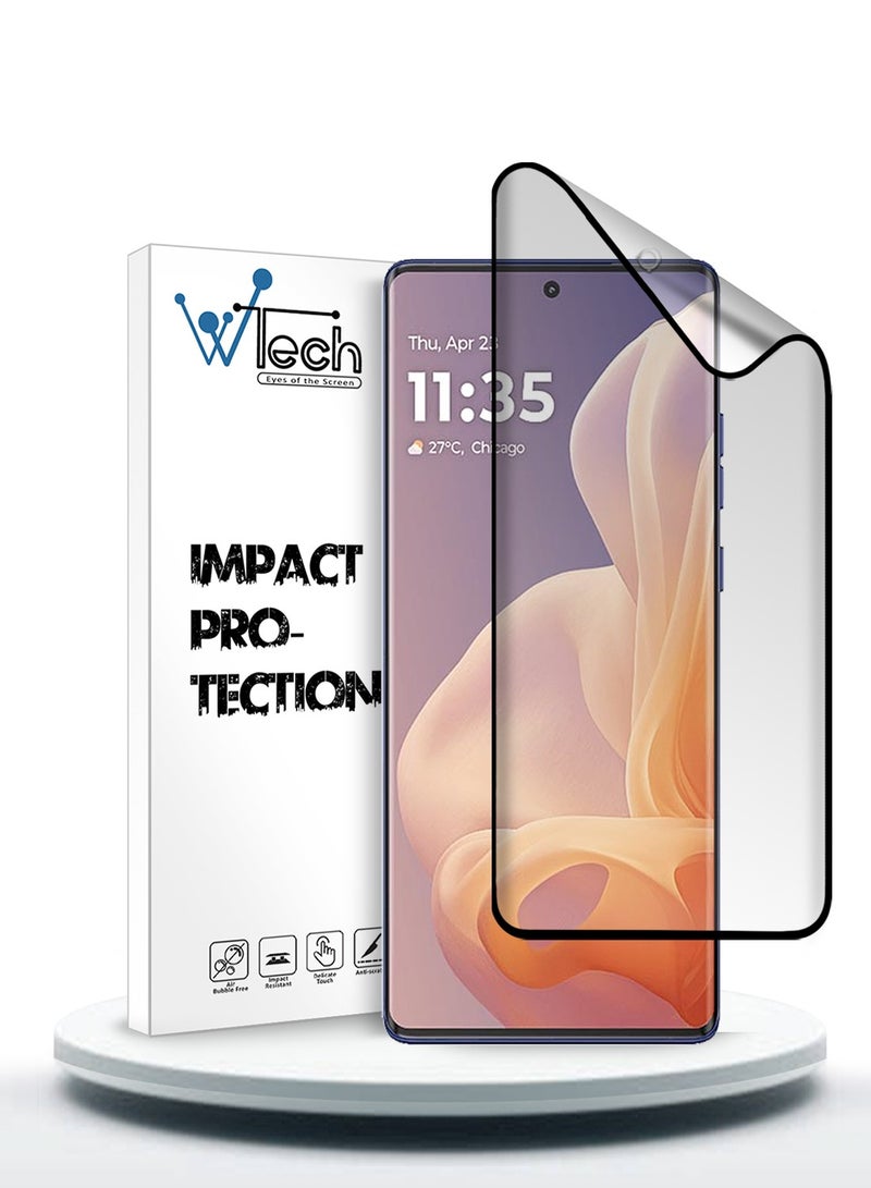 Wtech Motorola Moto G85 / Motorola S50 Neo / Motorola Edge 50 Fusion 5G 2024 Nano Ceramic Full Glue Full Cover Matte Flexible Screen Protector (MSCNMN) - Clear/Black - Image 1