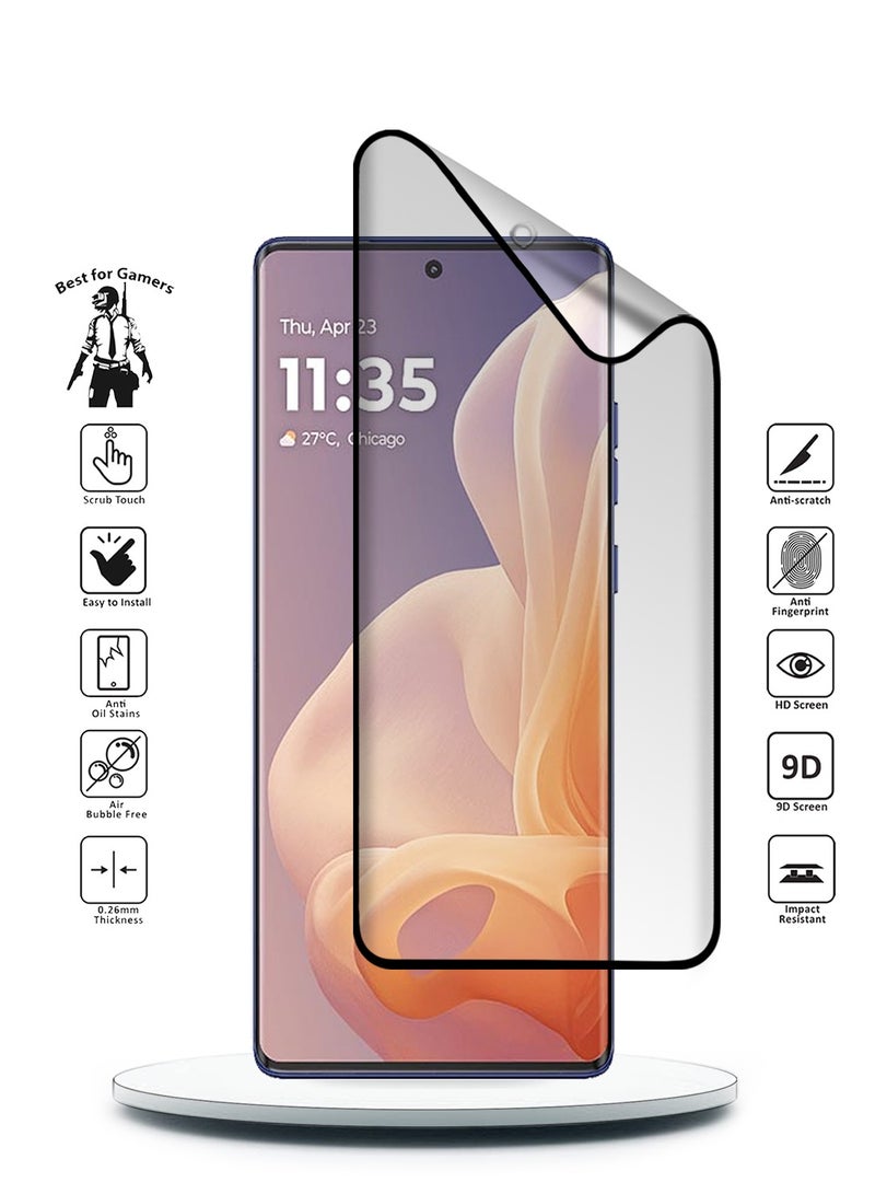 Wtech Motorola Moto G85 / Motorola S50 Neo / Motorola Edge 50 Fusion 5G 2024 Nano Ceramic Full Glue Full Cover Matte Flexible Screen Protector (MSCNMN) - Clear/Black - Image 2