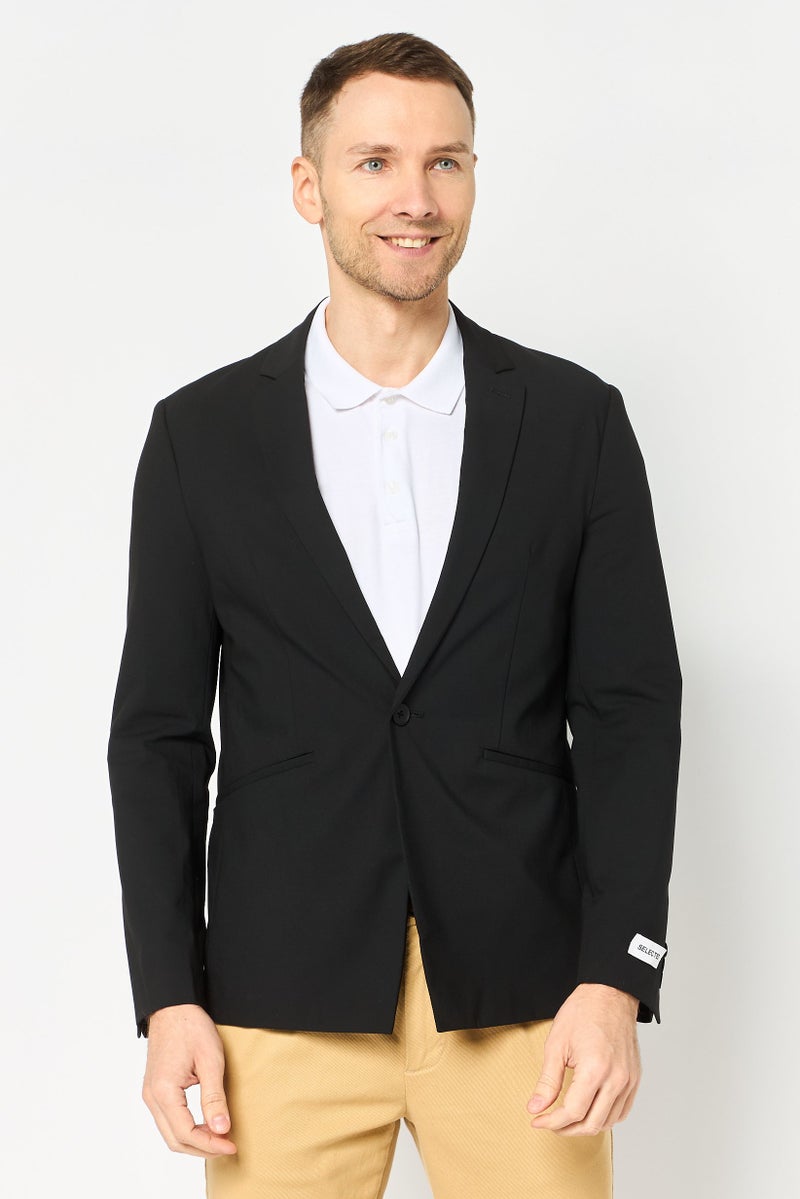 SELECTED Men Fashion Fit Solid Semi Formal Blazer, Black - Image 1