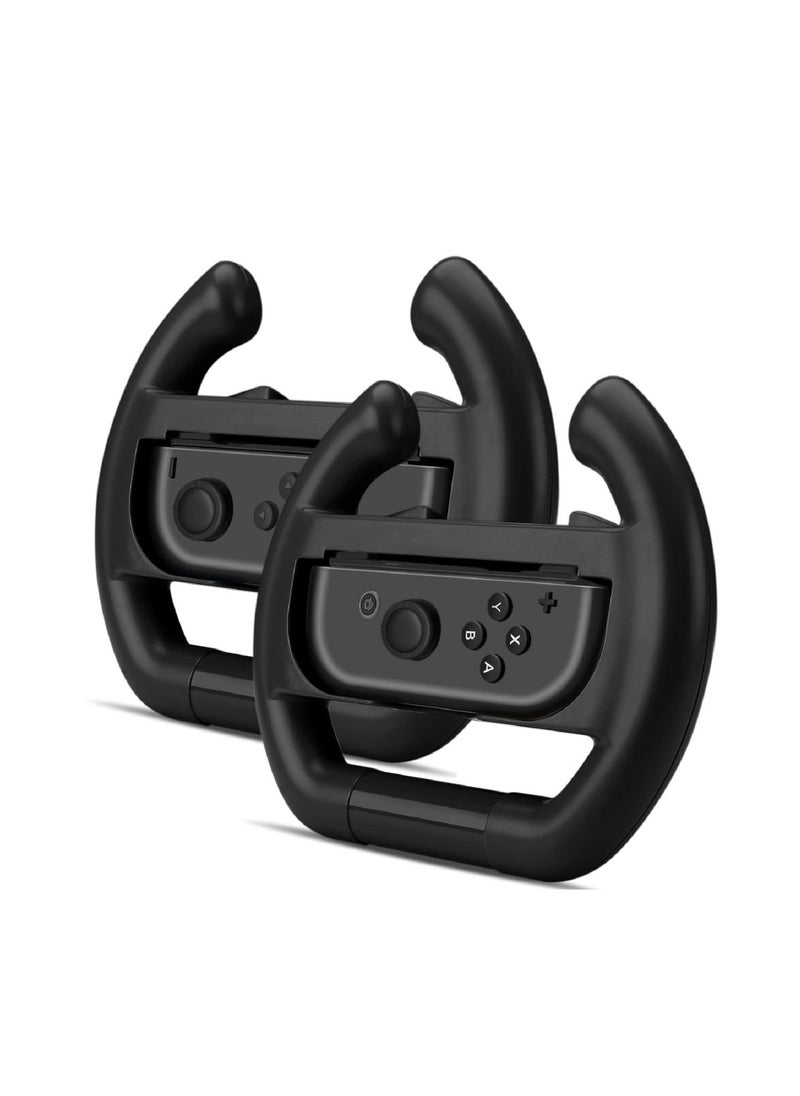 Generic TNP Racing Wheel for Nintendo Switch / Switch OLED Joy-Con Controller (Set of 2 Black) Racing Steering Wheel Controller Accessory Grip Handle Kit Attachment  - Image 1