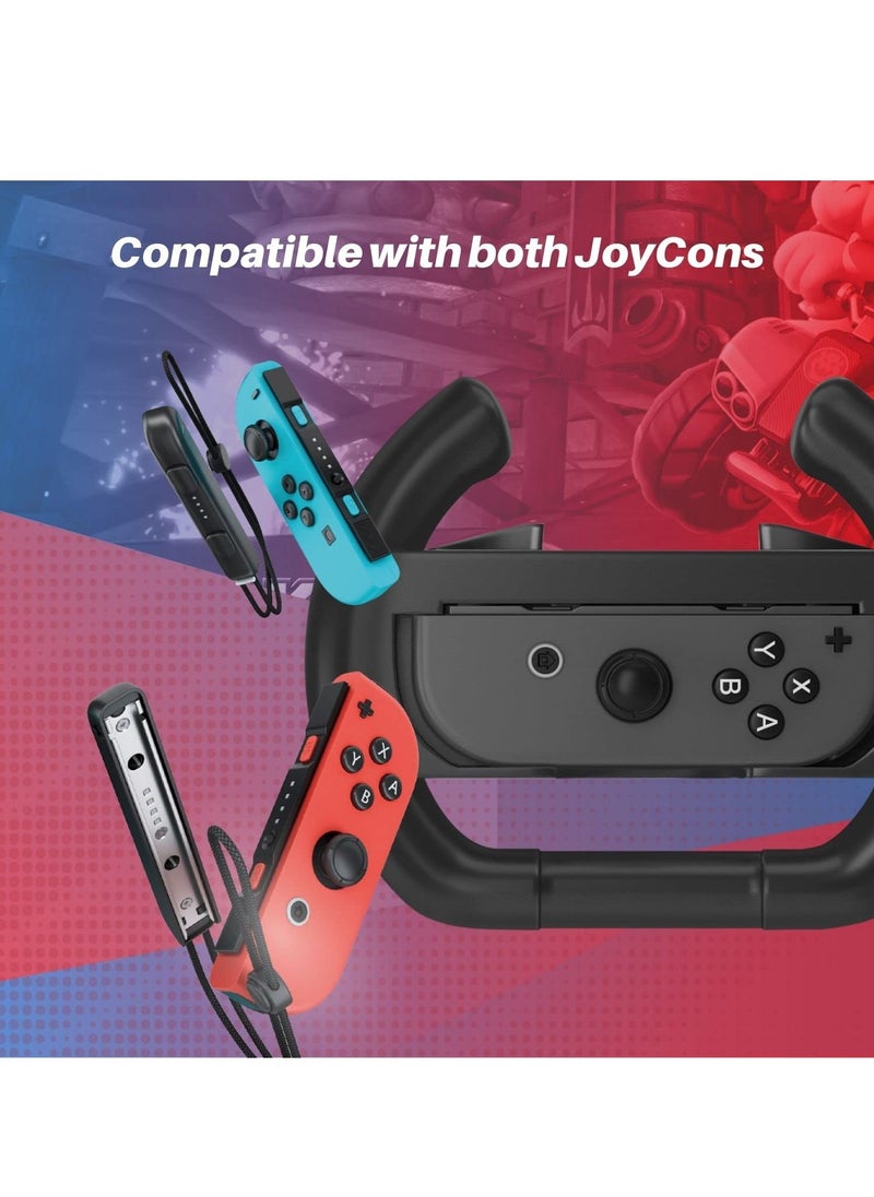 Generic TNP Racing Wheel for Nintendo Switch / Switch OLED Joy-Con Controller (Set of 2 Black) Racing Steering Wheel Controller Accessory Grip Handle Kit Attachment  - Image 5