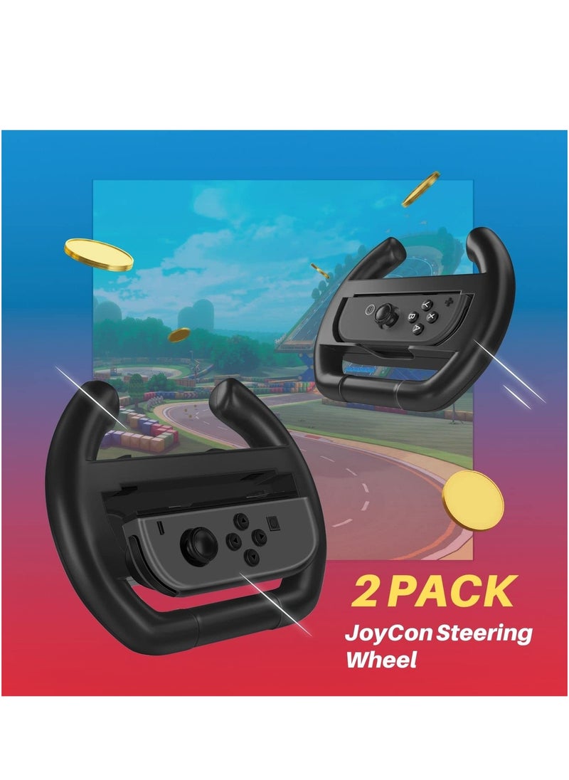 Generic TNP Racing Wheel for Nintendo Switch / Switch OLED Joy-Con Controller (Set of 2 Black) Racing Steering Wheel Controller Accessory Grip Handle Kit Attachment  - Image 3