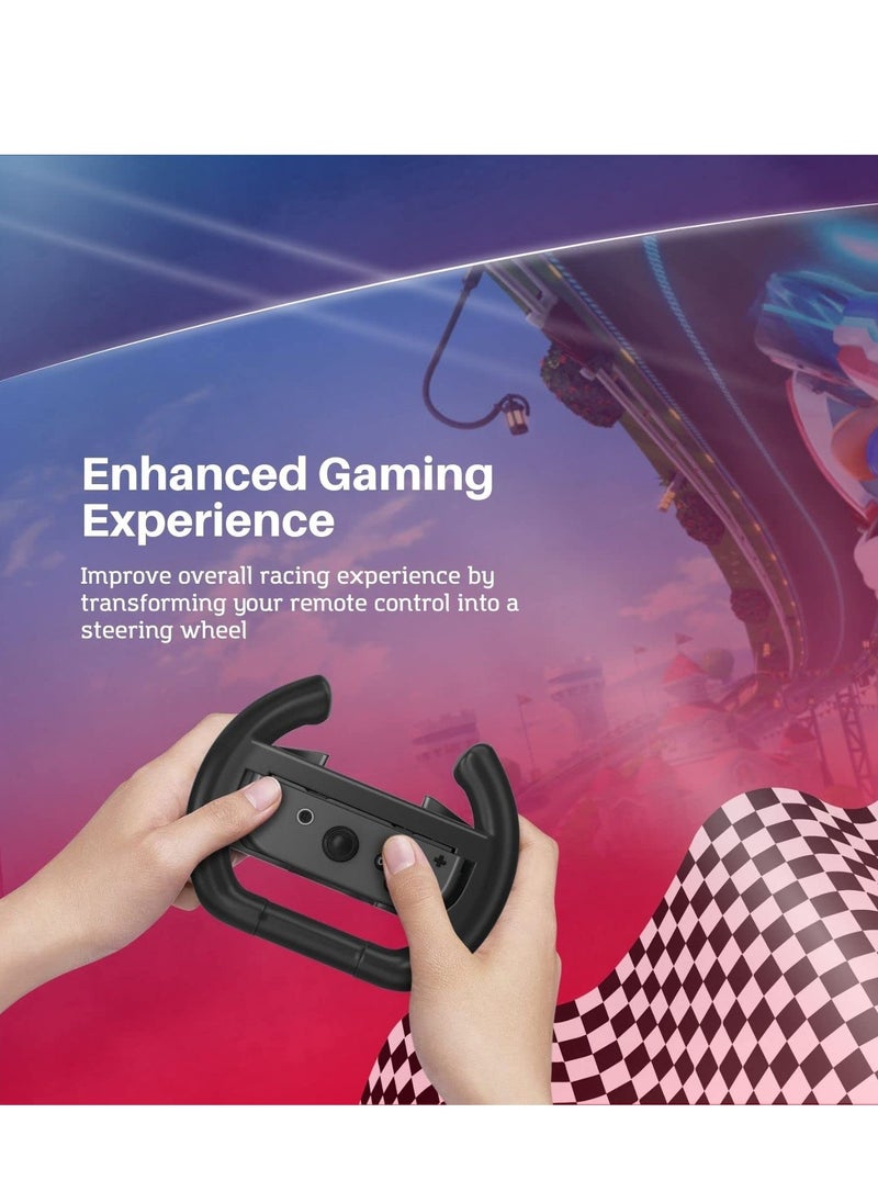 Generic TNP Racing Wheel for Nintendo Switch / Switch OLED Joy-Con Controller (Set of 2 Black) Racing Steering Wheel Controller Accessory Grip Handle Kit Attachment  - Image 4