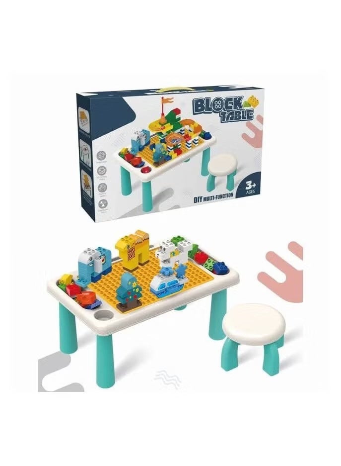 2-in-1 Kids Building Blocks Table with Chair and 75 Pieces – Educational Play Set for Creativity and Imagination - Image 1